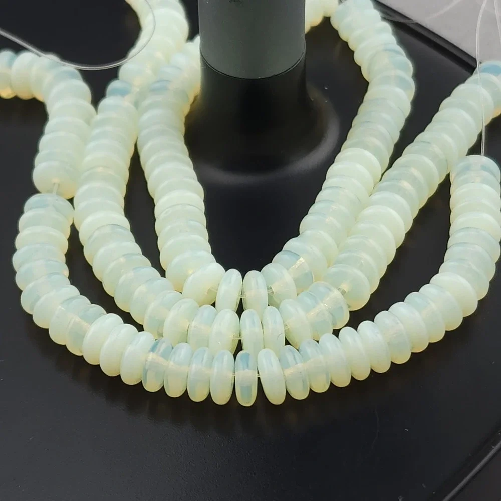 50pcs Vaseline Uranium Glass Beads Czech 6MM Rondelle Disc UV Light Reactive #nr